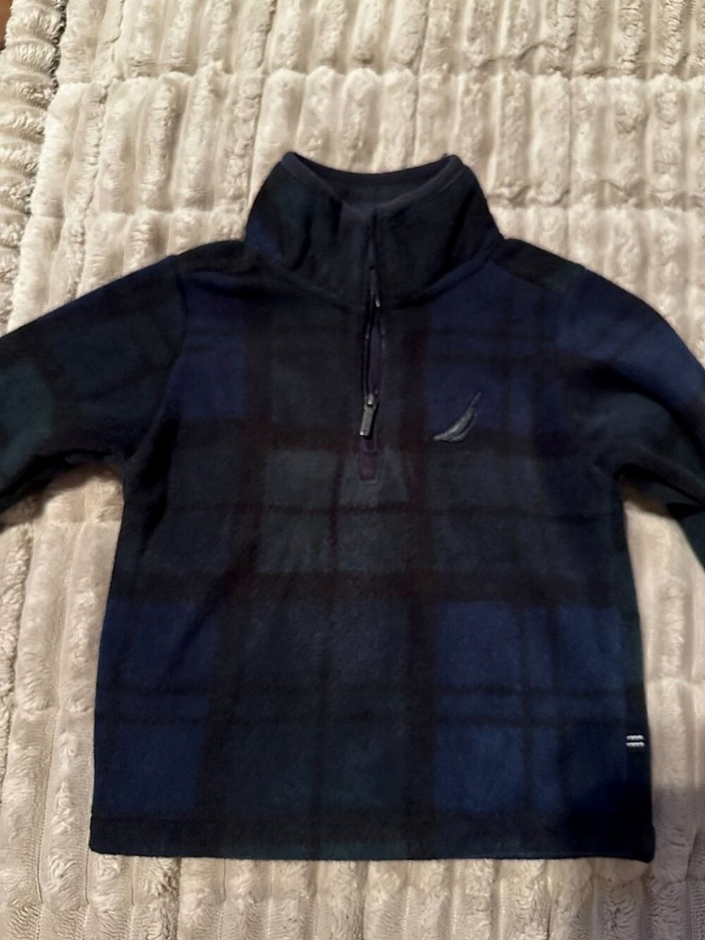 Nautica Baby Boy Quarter-Zip Fleece Shirt Pullover, Black Watch Tartan Plaid, Si